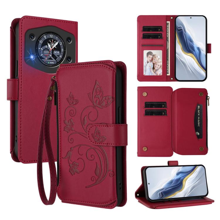 Butterfly Love Flower Multi-card Zipper Wallet Leather Phone Case, For Cubot A40, For Cubot P90, For Cubot A30, For Cubot A20, For Cubot Max 5, For Cubot A10, For Cubot Note 40, For Cubot P50