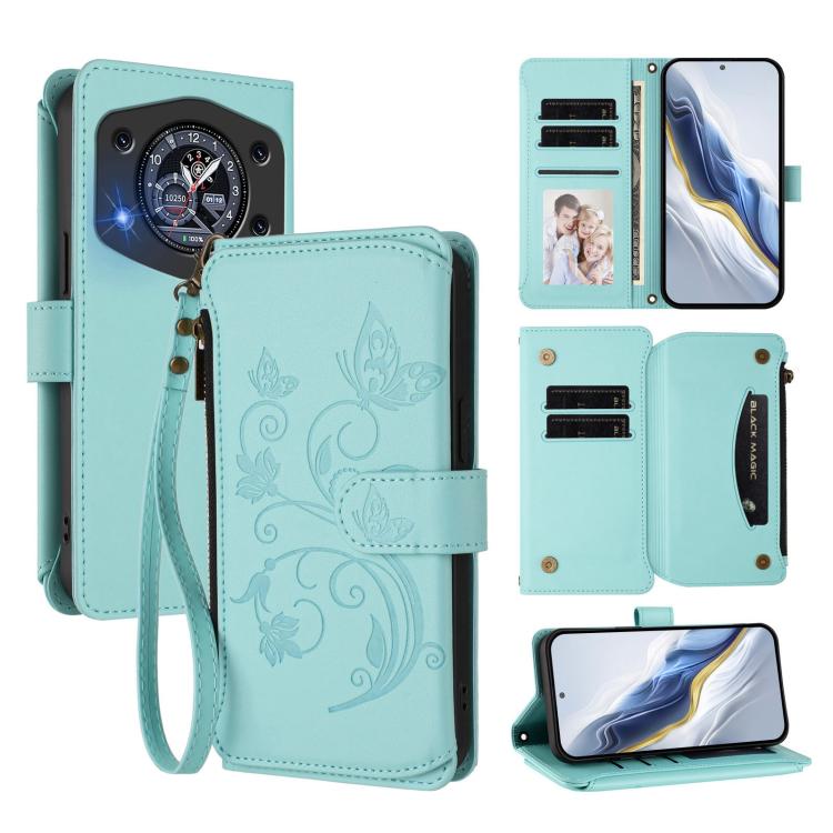 Butterfly Love Flower Multi-card Zipper Wallet Leather Phone Case, For Cubot A40, For Cubot P90, For Cubot A30, For Cubot A20, For Cubot Max 5, For Cubot A10, For Cubot Note 40, For Cubot P50