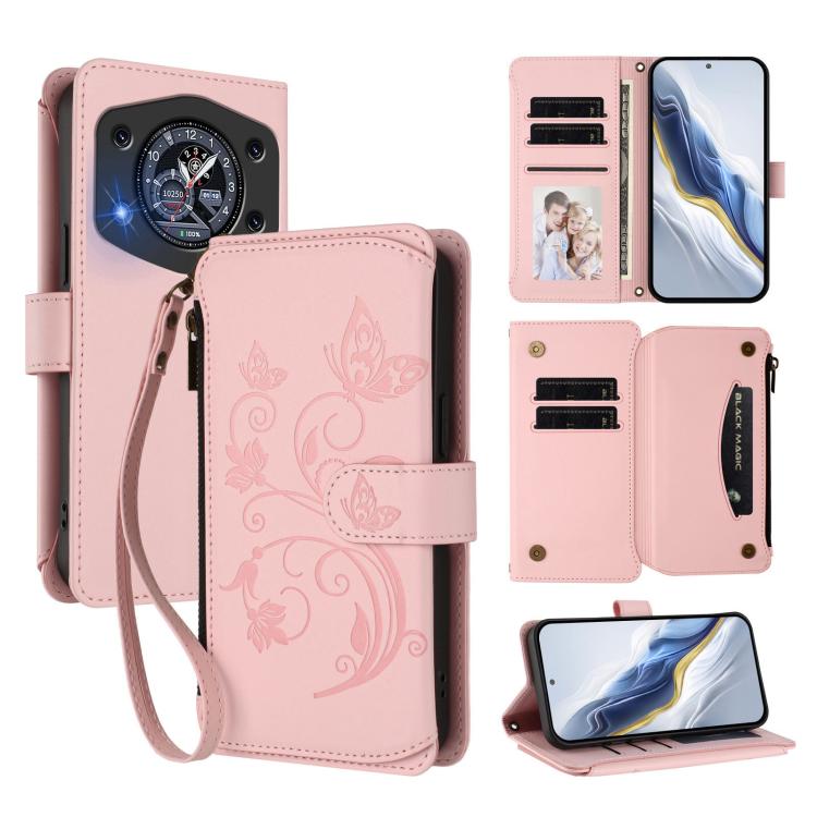 Butterfly Love Flower Multi-card Zipper Wallet Leather Phone Case, For Cubot A40, For Cubot P90, For Cubot A30, For Cubot A20, For Cubot Max 5, For Cubot A10, For Cubot Note 40, For Cubot P50