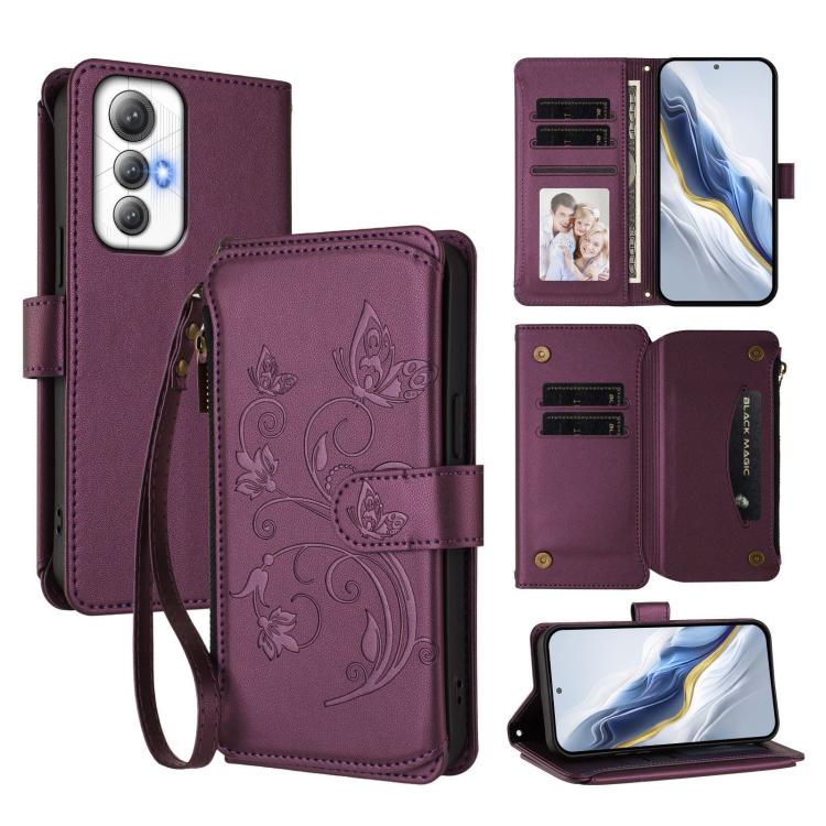 Butterfly Love Flower Multi-card Zipper Wallet Leather Phone Case, For Cubot A40, For Cubot P90, For Cubot A30, For Cubot A20, For Cubot Max 5, For Cubot A10, For Cubot Note 40, For Cubot P50