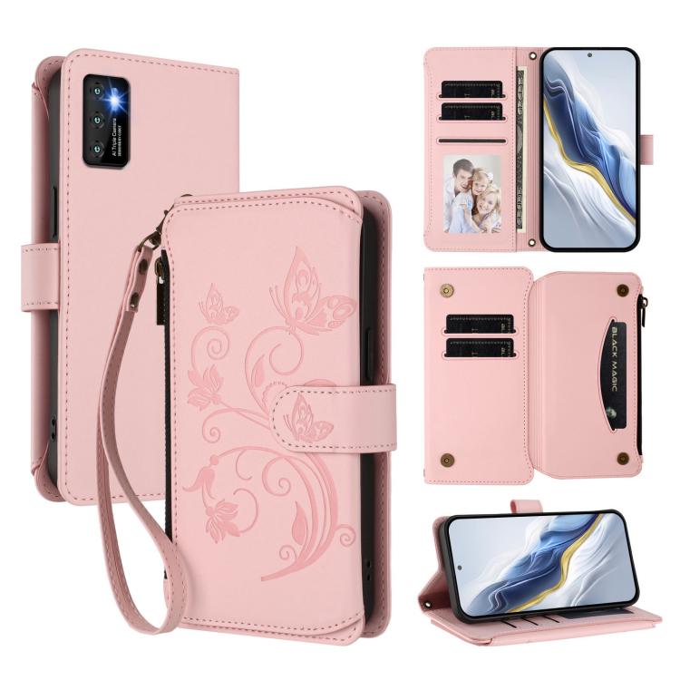 Butterfly Love Flower Multi-card Zipper Wallet Leather Phone Case, For Cubot A40, For Cubot P90, For Cubot A30, For Cubot A20, For Cubot Max 5, For Cubot A10, For Cubot Note 40, For Cubot P50