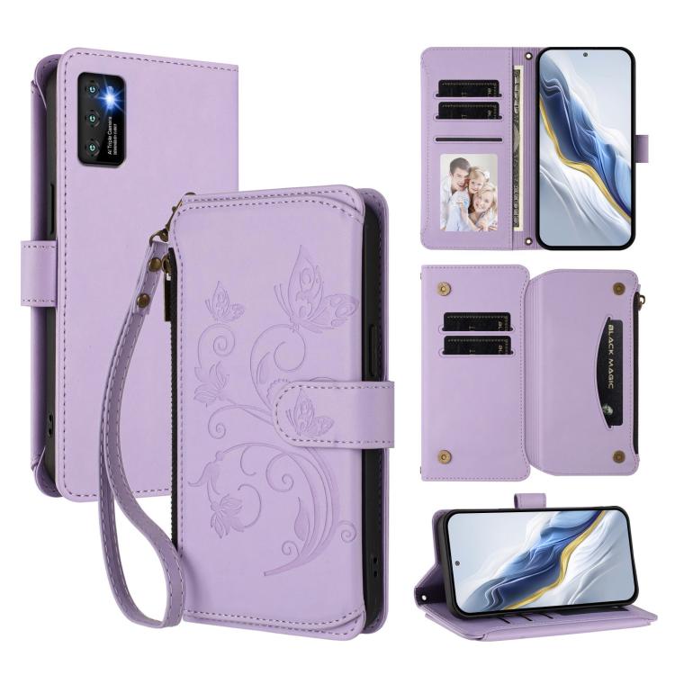 Butterfly Love Flower Multi-card Zipper Wallet Leather Phone Case, For Cubot A40, For Cubot P90, For Cubot A30, For Cubot A20, For Cubot Max 5, For Cubot A10, For Cubot Note 40, For Cubot P50