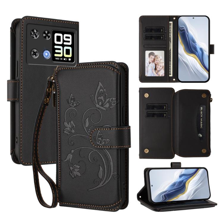 Butterfly Love Flower Multi-card Zipper Wallet Leather Phone Case, For Cubot A40, For Cubot P90, For Cubot A30, For Cubot A20, For Cubot Max 5, For Cubot A10, For Cubot Note 40, For Cubot P50