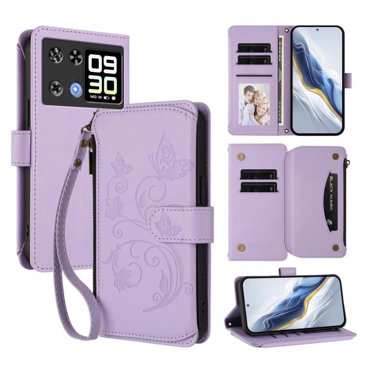 Butterfly Love Flower Multi-card Zipper Wallet Leather Phone Case, For Cubot A40, For Cubot P90, For Cubot A30, For Cubot A20, For Cubot Max 5, For Cubot A10, For Cubot Note 40, For Cubot P50