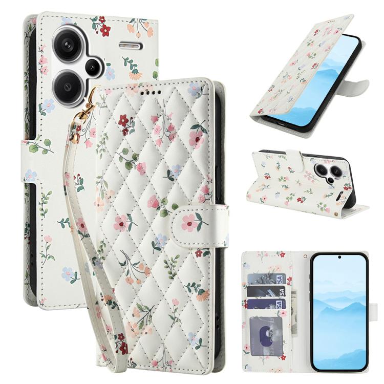 Flower Pattern Buckle Leather Phone Case with Lanyard, For Redmi Note 15 Pro+ 5G Global 163.3mm, For Redmi Note 15 4G / 5G Global 164mm, For Redmi Note 15 Pro 4G Global 163.2mm, For Redmi Note 15 Pro 5G Global 163.6mm, For Redmi Note 14 4G Global 164.8...