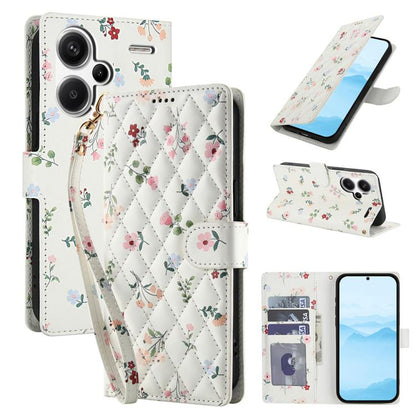 Flower Pattern Buckle Leather Phone Case with Lanyard, For Redmi Note 15 Pro+ 5G Global 163.3mm, For Redmi Note 15 4G / 5G Global 164mm, For Redmi Note 15 Pro 4G Global 163.2mm, For Redmi Note 15 Pro 5G Global 163.6mm, For Redmi Note 14 4G Global 164.8...