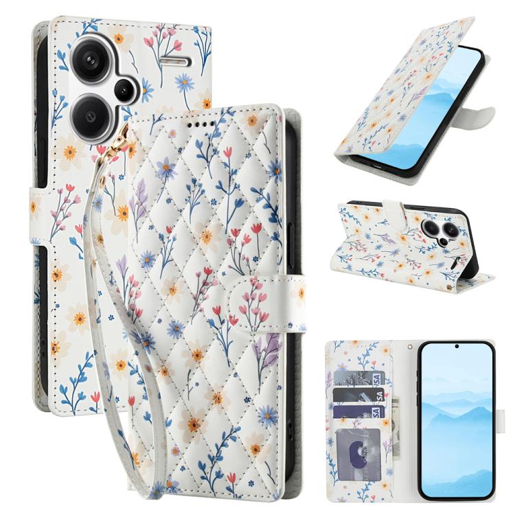 Flower Pattern Buckle Leather Phone Case with Lanyard, For Redmi Note 15 Pro+ 5G Global 163.3mm, For Redmi Note 15 4G / 5G Global 164mm, For Redmi Note 15 Pro 4G Global 163.2mm, For Redmi Note 15 Pro 5G Global 163.6mm, For Redmi Note 14 4G Global 164.8...