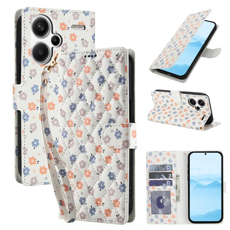 Flower Pattern Buckle Leather Phone Case with Lanyard, For Redmi Note 15 Pro+ 5G Global 163.3mm, For Redmi Note 15 4G / 5G Global 164mm, For Redmi Note 15 Pro 4G Global 163.2mm, For Redmi Note 15 Pro 5G Global 163.6mm, For Redmi Note 14 4G Global 164.8...
