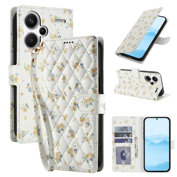 Flower Pattern Buckle Leather Phone Case with Lanyard, For Redmi Note 15 Pro+ 5G Global 163.3mm, For Redmi Note 15 4G / 5G Global 164mm, For Redmi Note 15 Pro 4G Global 163.2mm, For Redmi Note 15 Pro 5G Global 163.6mm, For Redmi Note 14 4G Global 164.8...