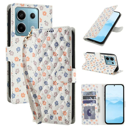 Flower Pattern Buckle Leather Phone Case with Lanyard, For Redmi Note 15 Pro+ 5G Global 163.3mm, For Redmi Note 15 4G / 5G Global 164mm, For Redmi Note 15 Pro 4G Global 163.2mm, For Redmi Note 15 Pro 5G Global 163.6mm, For Redmi Note 14 4G Global 164.8...