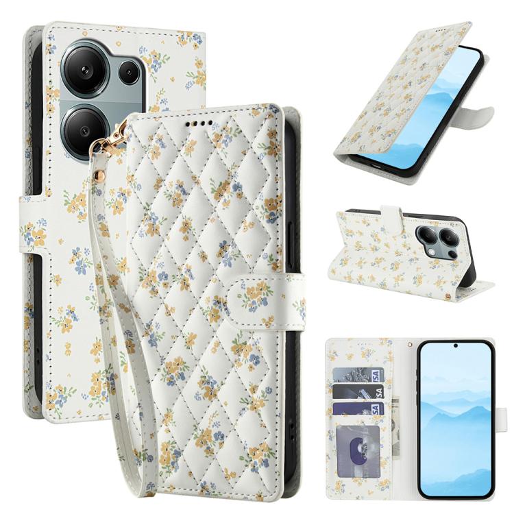 Flower Pattern Buckle Leather Phone Case with Lanyard, For Redmi Note 15 Pro+ 5G Global 163.3mm, For Redmi Note 15 4G / 5G Global 164mm, For Redmi Note 15 Pro 4G Global 163.2mm, For Redmi Note 15 Pro 5G Global 163.6mm, For Redmi Note 14 4G Global 164.8...