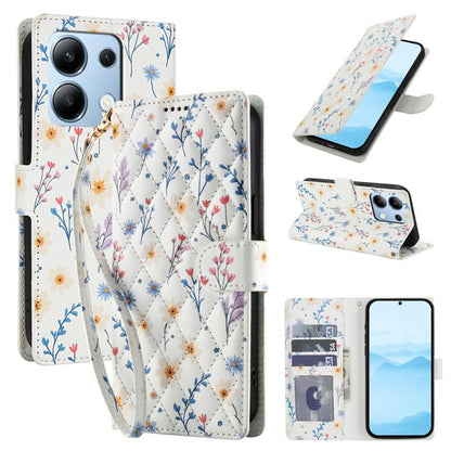 Flower Pattern Buckle Leather Phone Case with Lanyard, For Redmi Note 15 Pro+ 5G Global 163.3mm, For Redmi Note 15 4G / 5G Global 164mm, For Redmi Note 15 Pro 4G Global 163.2mm, For Redmi Note 15 Pro 5G Global 163.6mm, For Redmi Note 14 4G Global 164.8...