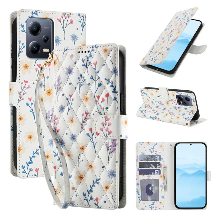 Flower Pattern Buckle Leather Phone Case with Lanyard, For Redmi Note 15 Pro+ 5G Global 163.3mm, For Redmi Note 15 4G / 5G Global 164mm, For Redmi Note 15 Pro 4G Global 163.2mm, For Redmi Note 15 Pro 5G Global 163.6mm, For Redmi Note 14 4G Global 164.8...