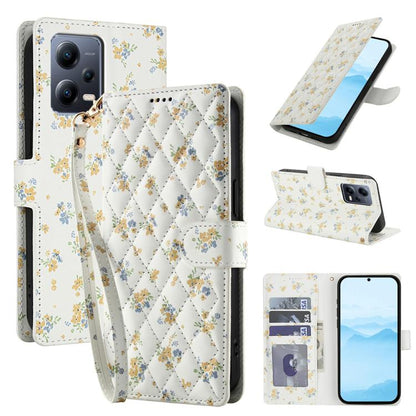 Flower Pattern Buckle Leather Phone Case with Lanyard, For Redmi Note 15 Pro+ 5G Global 163.3mm, For Redmi Note 15 4G / 5G Global 164mm, For Redmi Note 15 Pro 4G Global 163.2mm, For Redmi Note 15 Pro 5G Global 163.6mm, For Redmi Note 14 4G Global 164.8...