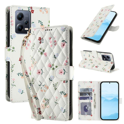 Flower Pattern Buckle Leather Phone Case with Lanyard, For Redmi Note 15 Pro+ 5G Global 163.3mm, For Redmi Note 15 4G / 5G Global 164mm, For Redmi Note 15 Pro 4G Global 163.2mm, For Redmi Note 15 Pro 5G Global 163.6mm, For Redmi Note 14 4G Global 164.8...