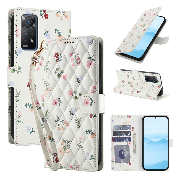 Flower Pattern Buckle Leather Phone Case with Lanyard, For Redmi Note 15 Pro+ 5G Global 163.3mm, For Redmi Note 15 4G / 5G Global 164mm, For Redmi Note 15 Pro 4G Global 163.2mm, For Redmi Note 15 Pro 5G Global 163.6mm, For Redmi Note 14 4G Global 164.8...