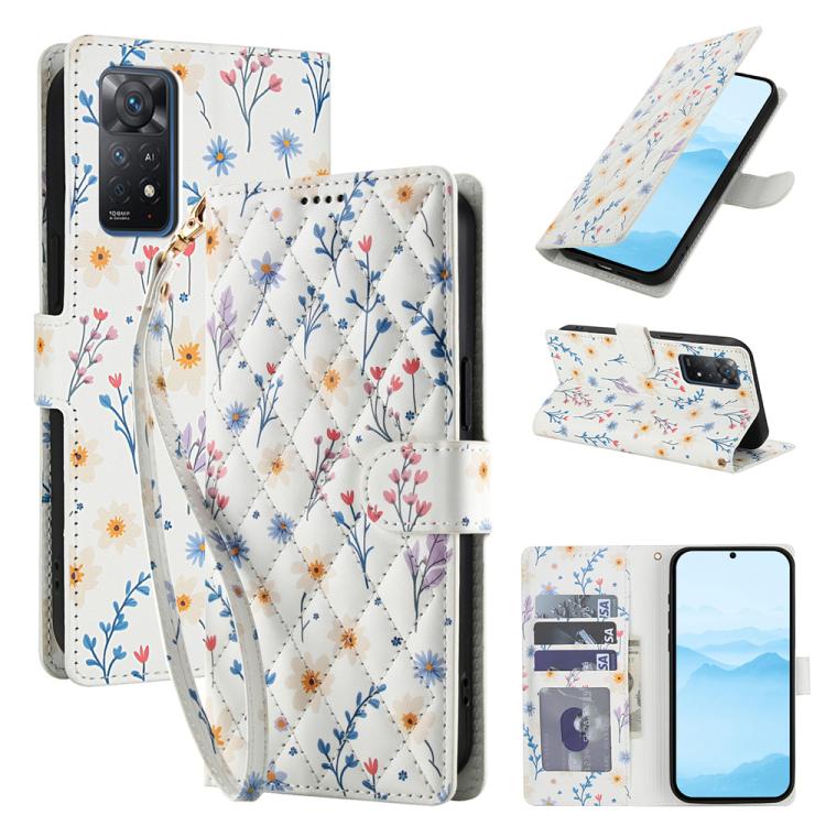 Flower Pattern Buckle Leather Phone Case with Lanyard, For Redmi Note 15 Pro+ 5G Global 163.3mm, For Redmi Note 15 4G / 5G Global 164mm, For Redmi Note 15 Pro 4G Global 163.2mm, For Redmi Note 15 Pro 5G Global 163.6mm, For Redmi Note 14 4G Global 164.8...