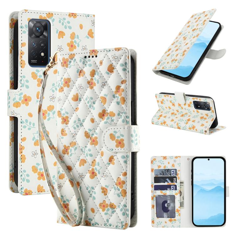 Flower Pattern Buckle Leather Phone Case with Lanyard, For Redmi Note 15 Pro+ 5G Global 163.3mm, For Redmi Note 15 4G / 5G Global 164mm, For Redmi Note 15 Pro 4G Global 163.2mm, For Redmi Note 15 Pro 5G Global 163.6mm, For Redmi Note 14 4G Global 164.8...