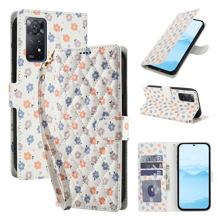 Flower Pattern Buckle Leather Phone Case with Lanyard, For Redmi Note 15 Pro+ 5G Global 163.3mm, For Redmi Note 15 4G / 5G Global 164mm, For Redmi Note 15 Pro 4G Global 163.2mm, For Redmi Note 15 Pro 5G Global 163.6mm, For Redmi Note 14 4G Global 164.8...