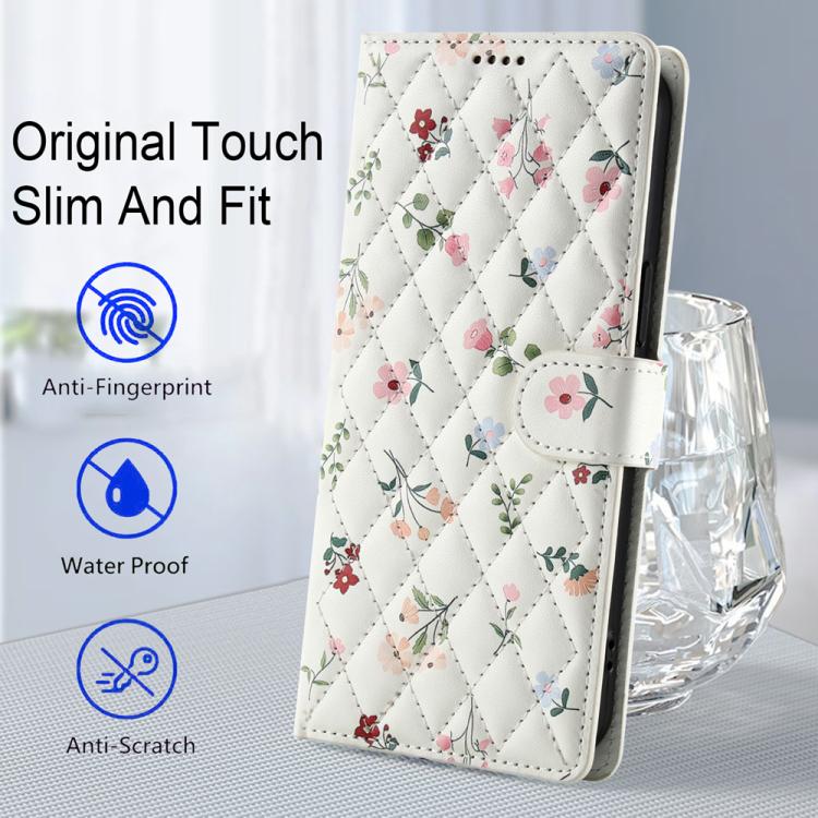 Slim floral leather wallet phone case with lanyard loop and snap closure