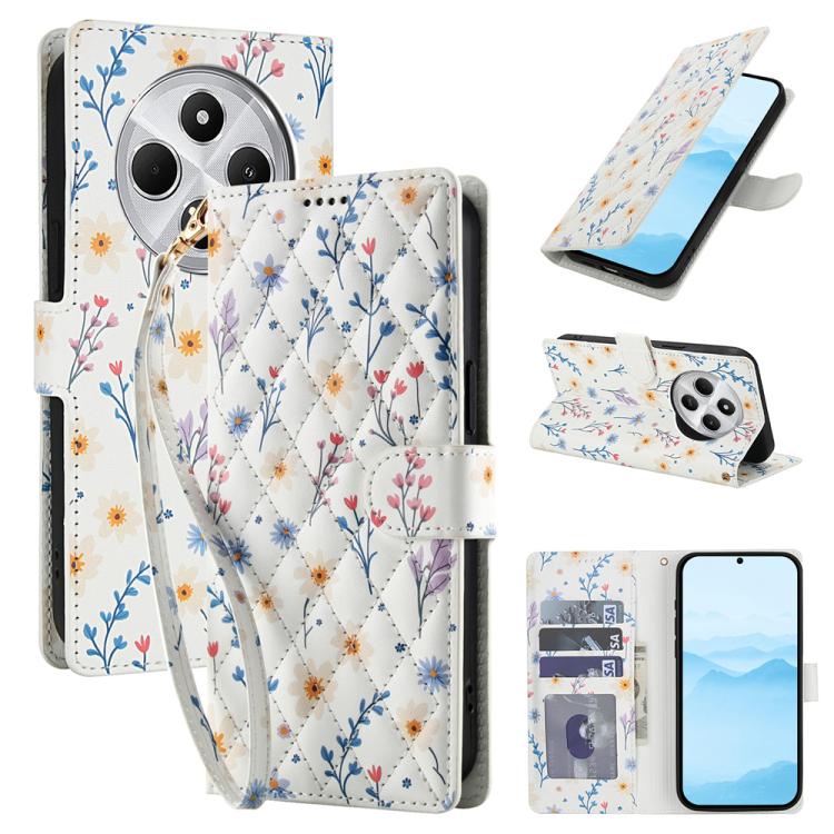 Flower Pattern Buckle Leather Phone Case with Lanyard, For Redmi Note 15 Pro+ 5G Global 163.3mm, For Redmi Note 15 4G / 5G Global 164mm, For Redmi Note 15 Pro 4G Global 163.2mm, For Redmi Note 15 Pro 5G Global 163.6mm, For Redmi Note 14 4G Global 164.8...
