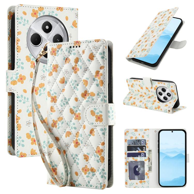 Flower Pattern Buckle Leather Phone Case with Lanyard, For Redmi Note 15 Pro+ 5G Global 163.3mm, For Redmi Note 15 4G / 5G Global 164mm, For Redmi Note 15 Pro 4G Global 163.2mm, For Redmi Note 15 Pro 5G Global 163.6mm, For Redmi Note 14 4G Global 164.8...