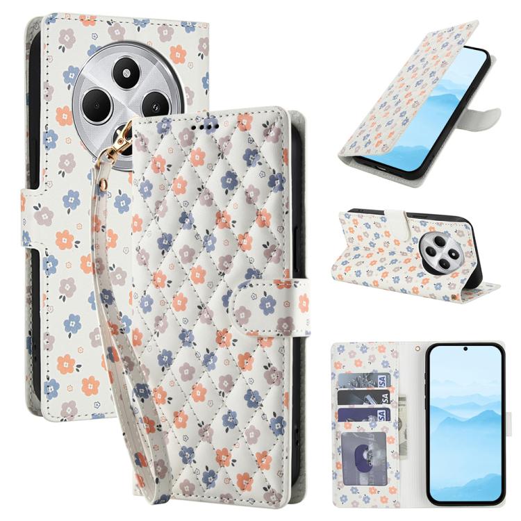 Flower Pattern Buckle Leather Phone Case with Lanyard, For Redmi Note 15 Pro+ 5G Global 163.3mm, For Redmi Note 15 4G / 5G Global 164mm, For Redmi Note 15 Pro 4G Global 163.2mm, For Redmi Note 15 Pro 5G Global 163.6mm, For Redmi Note 14 4G Global 164.8...