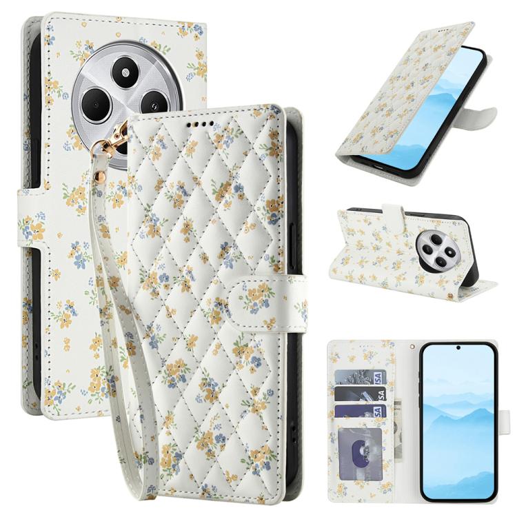 Flower Pattern Buckle Leather Phone Case with Lanyard, For Redmi Note 15 Pro+ 5G Global 163.3mm, For Redmi Note 15 4G / 5G Global 164mm, For Redmi Note 15 Pro 4G Global 163.2mm, For Redmi Note 15 Pro 5G Global 163.6mm, For Redmi Note 14 4G Global 164.8...