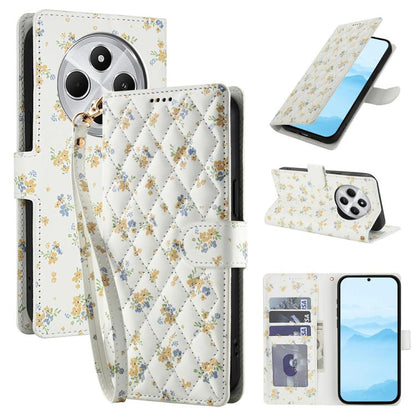 Flower Pattern Buckle Leather Phone Case with Lanyard, For Redmi Note 15 Pro+ 5G Global 163.3mm, For Redmi Note 15 4G / 5G Global 164mm, For Redmi Note 15 Pro 4G Global 163.2mm, For Redmi Note 15 Pro 5G Global 163.6mm, For Redmi Note 14 4G Global 164.8...