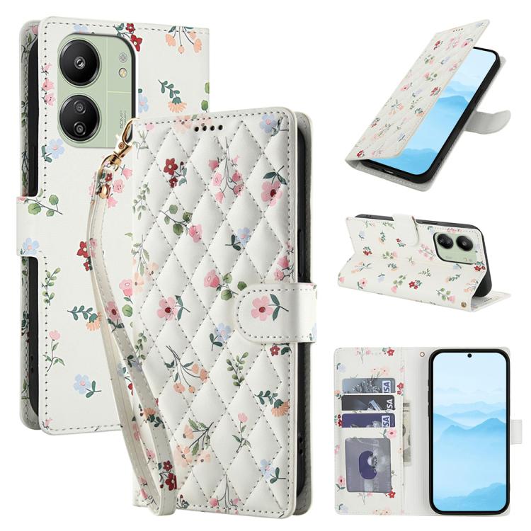 Flower Pattern Buckle Leather Phone Case with Lanyard, For Redmi Note 15 Pro+ 5G Global 163.3mm, For Redmi Note 15 4G / 5G Global 164mm, For Redmi Note 15 Pro 4G Global 163.2mm, For Redmi Note 15 Pro 5G Global 163.6mm, For Redmi Note 14 4G Global 164.8...