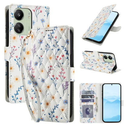 Flower Pattern Buckle Leather Phone Case with Lanyard, For Redmi Note 15 Pro+ 5G Global 163.3mm, For Redmi Note 15 4G / 5G Global 164mm, For Redmi Note 15 Pro 4G Global 163.2mm, For Redmi Note 15 Pro 5G Global 163.6mm, For Redmi Note 14 4G Global 164.8...