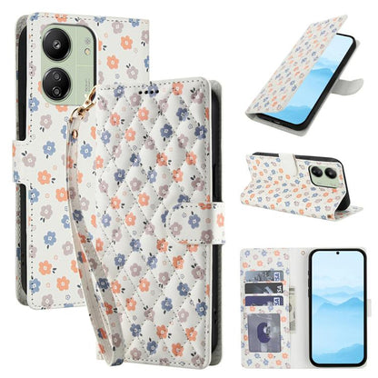 Flower Pattern Buckle Leather Phone Case with Lanyard, For Redmi Note 15 Pro+ 5G Global 163.3mm, For Redmi Note 15 4G / 5G Global 164mm, For Redmi Note 15 Pro 4G Global 163.2mm, For Redmi Note 15 Pro 5G Global 163.6mm, For Redmi Note 14 4G Global 164.8...