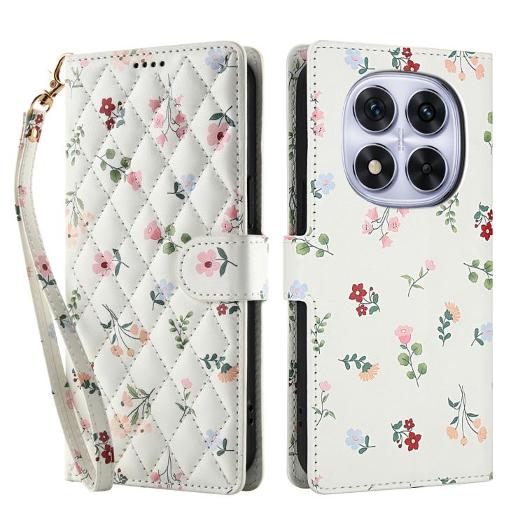 Flower Pattern Buckle Leather Phone Case with Lanyard, For Redmi Note 15 Pro+ 5G Global 163.3mm, For Redmi Note 15 4G / 5G Global 164mm, For Redmi Note 15 Pro 4G Global 163.2mm, For Redmi Note 15 Pro 5G Global 163.6mm, For Redmi Note 14 4G Global 164.8...