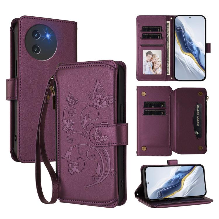 Butterfly Love Flower Multi-card Zipper Wallet Leather Phone Case, For Doogee Note 56 / Note 56 Pro, For Doogee N60 Pro, For Doogee Note 59 / Note 59 Pro, For Doogee Note 58 / Note 58 Pro, For Doogee Blade GT, For Doogee N55 / N55 Plus