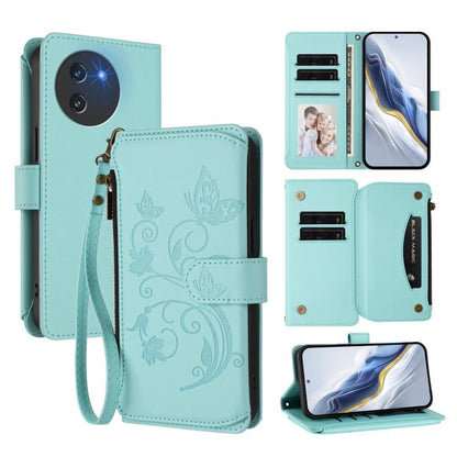Butterfly Love Flower Multi-card Zipper Wallet Leather Phone Case, For Doogee Note 56 / Note 56 Pro, For Doogee N60 Pro, For Doogee Note 59 / Note 59 Pro, For Doogee Note 58 / Note 58 Pro, For Doogee Blade GT, For Doogee N55 / N55 Plus
