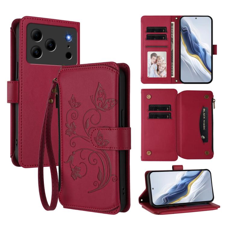 Butterfly Love Flower Multi-card Zipper Wallet Leather Phone Case, For Doogee Note 56 / Note 56 Pro, For Doogee N60 Pro, For Doogee Note 59 / Note 59 Pro, For Doogee Note 58 / Note 58 Pro, For Doogee Blade GT, For Doogee N55 / N55 Plus