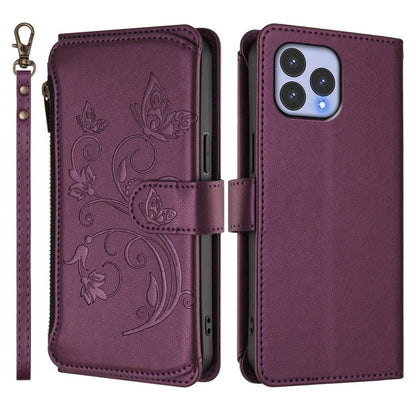Butterfly Love Flower Multi-card Zipper Wallet Leather Phone Case, For Wiko T60 / Cubot P80, For Wiko T20