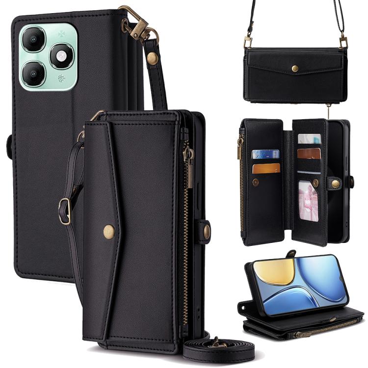 Zipper Wallet Side Buckle Crossbody Lanyard Leather Phone Case, For itel City 200 4G, For itel A100C 4G, For itel A90 4G