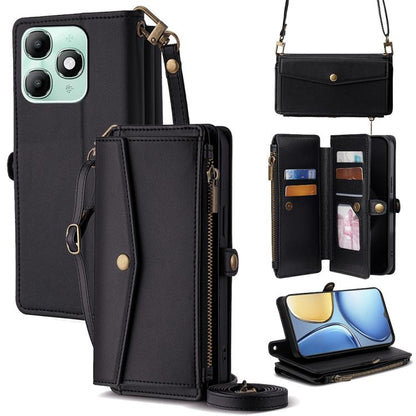 Zipper Wallet Side Buckle Crossbody Lanyard Leather Phone Case, For itel City 200 4G, For itel A100C 4G, For itel A90 4G