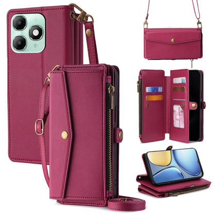 Zipper Wallet Side Buckle Crossbody Lanyard Leather Phone Case, For itel City 200 4G, For itel A100C 4G, For itel A90 4G
