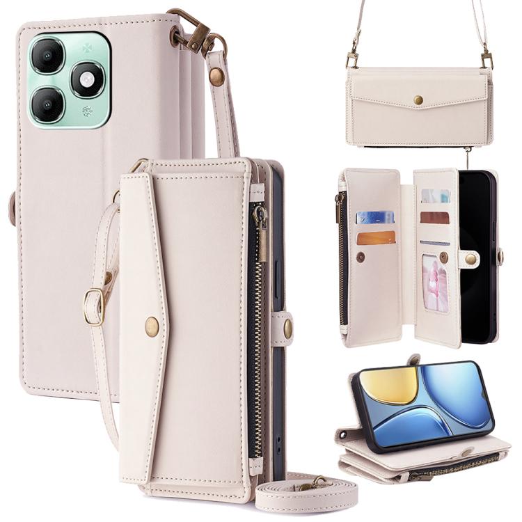 Zipper Wallet Side Buckle Crossbody Lanyard Leather Phone Case, For itel City 200 4G, For itel A100C 4G, For itel A90 4G