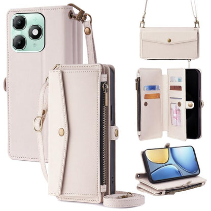 Zipper Wallet Side Buckle Crossbody Lanyard Leather Phone Case, For itel City 200 4G, For itel A100C 4G, For itel A90 4G