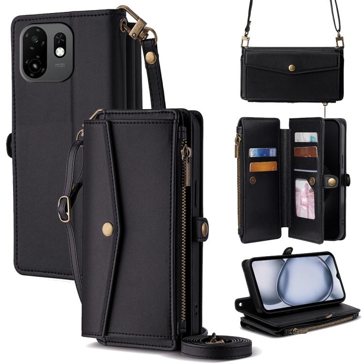 Zipper Wallet Side Buckle Crossbody Lanyard Leather Phone Case, For itel City 200 4G, For itel A100C 4G, For itel A90 4G