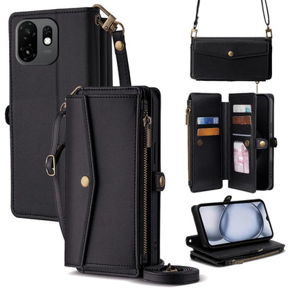 Zipper Wallet Side Buckle Crossbody Lanyard Leather Phone Case, For itel City 200 4G, For itel A100C 4G, For itel A90 4G