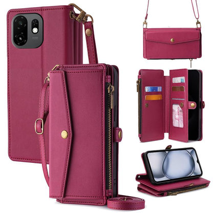 Zipper Wallet Side Buckle Crossbody Lanyard Leather Phone Case, For itel City 200 4G, For itel A100C 4G, For itel A90 4G