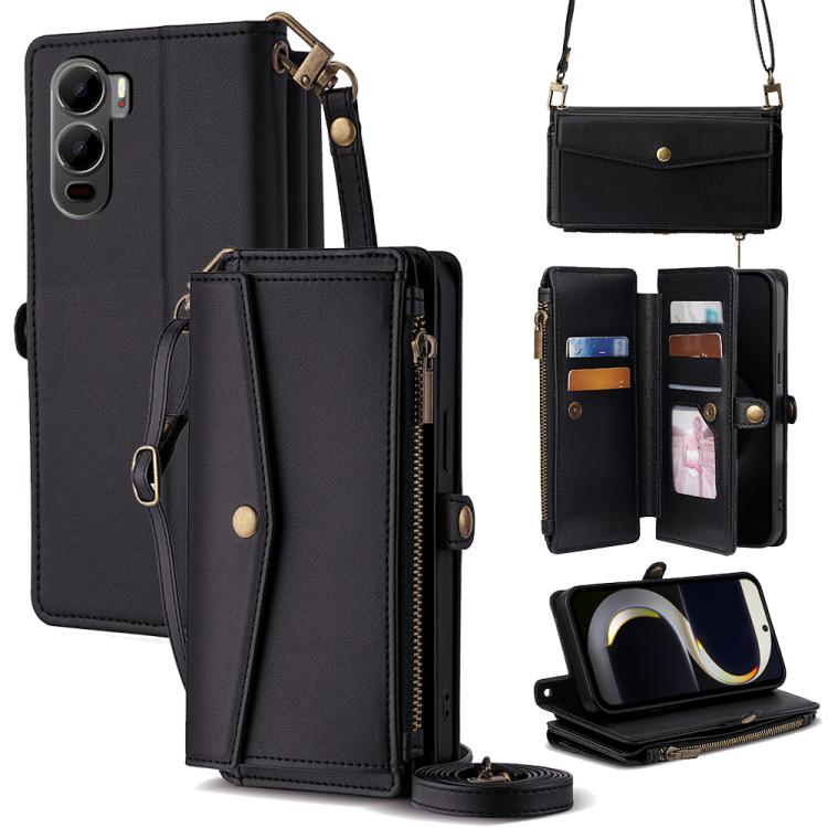 Zipper Wallet Side Buckle Crossbody Lanyard Leather Phone Case, For itel City 200 4G, For itel A100C 4G, For itel A90 4G