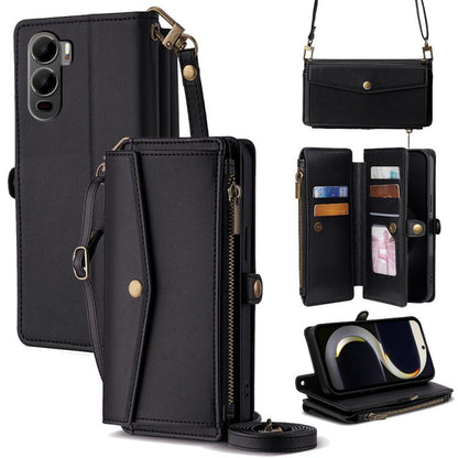 Zipper Wallet Side Buckle Crossbody Lanyard Leather Phone Case, For itel City 200 4G, For itel A100C 4G, For itel A90 4G