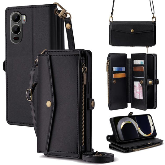 Zipper Wallet Side Buckle Crossbody Lanyard Leather Phone Case, For itel City 200 4G, For itel A100C 4G, For itel A90 4G
