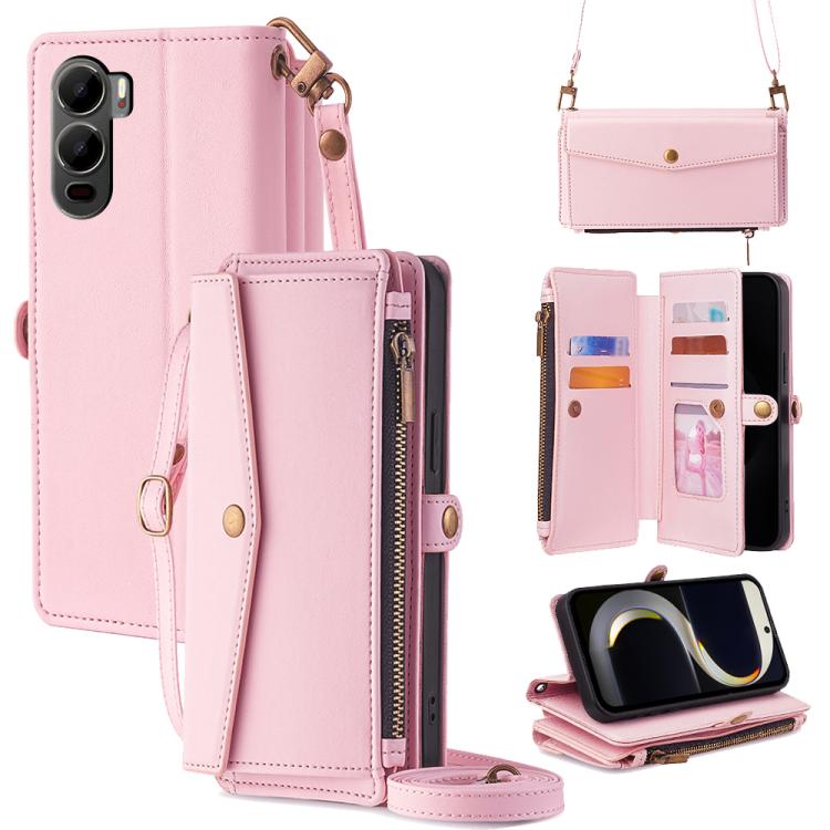Zipper Wallet Side Buckle Crossbody Lanyard Leather Phone Case, For itel City 200 4G, For itel A100C 4G, For itel A90 4G