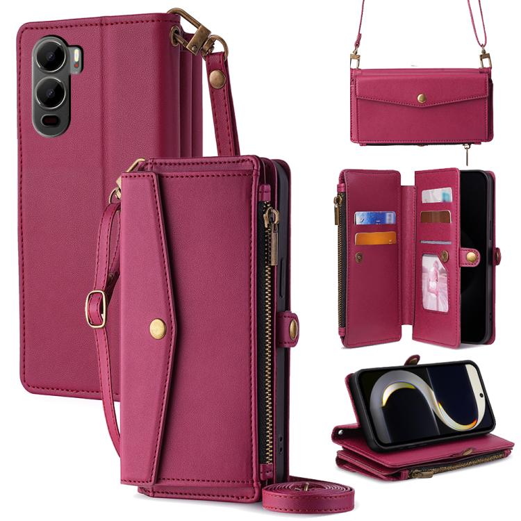 Zipper Wallet Side Buckle Crossbody Lanyard Leather Phone Case, For itel City 200 4G, For itel A100C 4G, For itel A90 4G